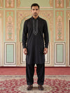 Premium Embroidery Pathani Kurta Set Black