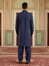 Blue Embroidery Pathani Kurta Set
