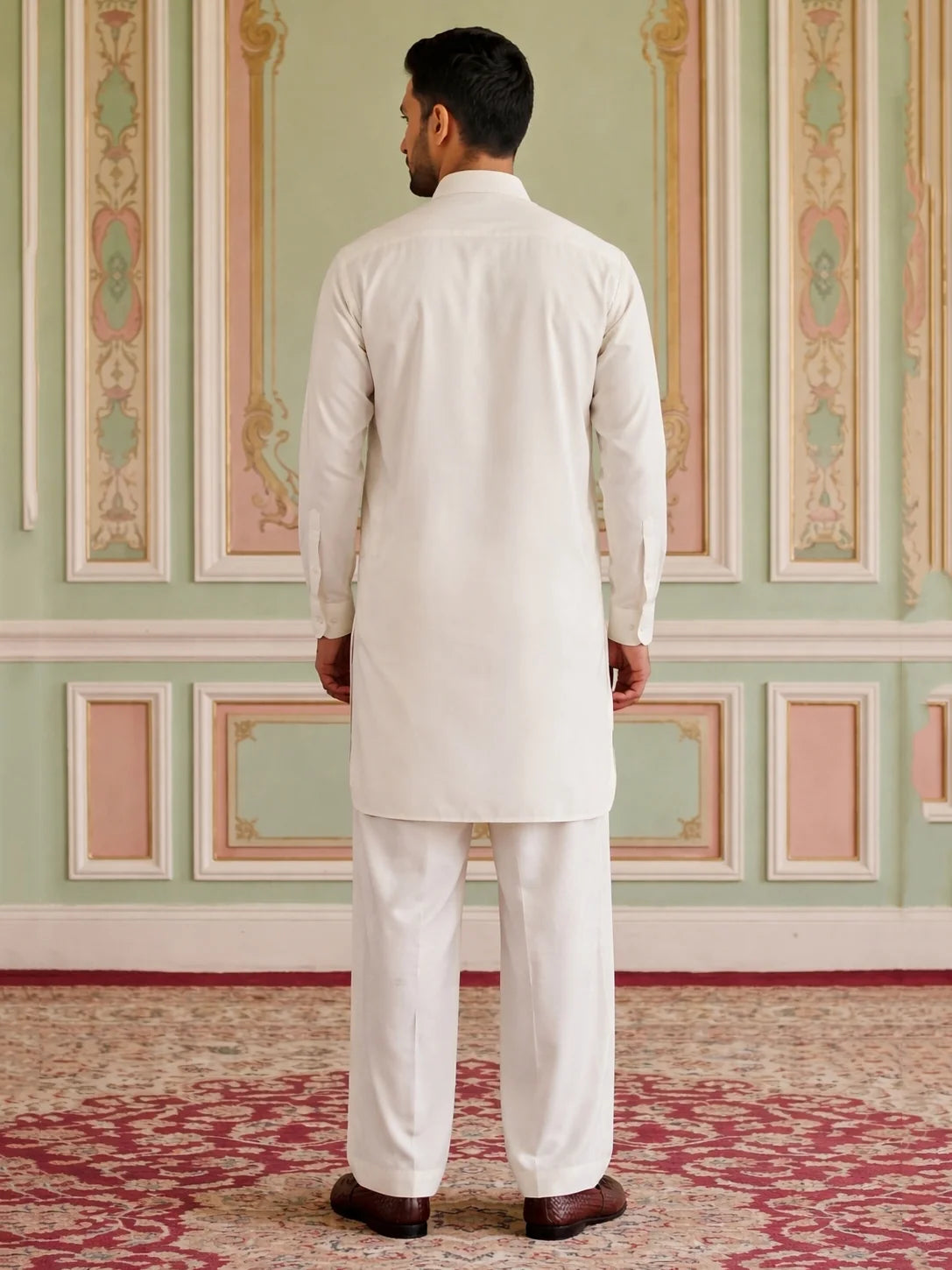 Premium Embroidery White Pathani Kurta Set