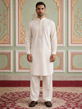 Premium Embroidery White Pathani Kurta Set