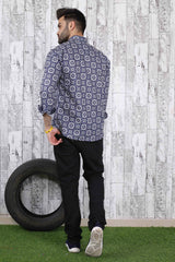 Blue Cotton Male Short Kurta