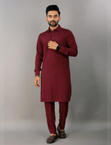 Maroon High-Quality Cotton Punjabi Kurta Pajama