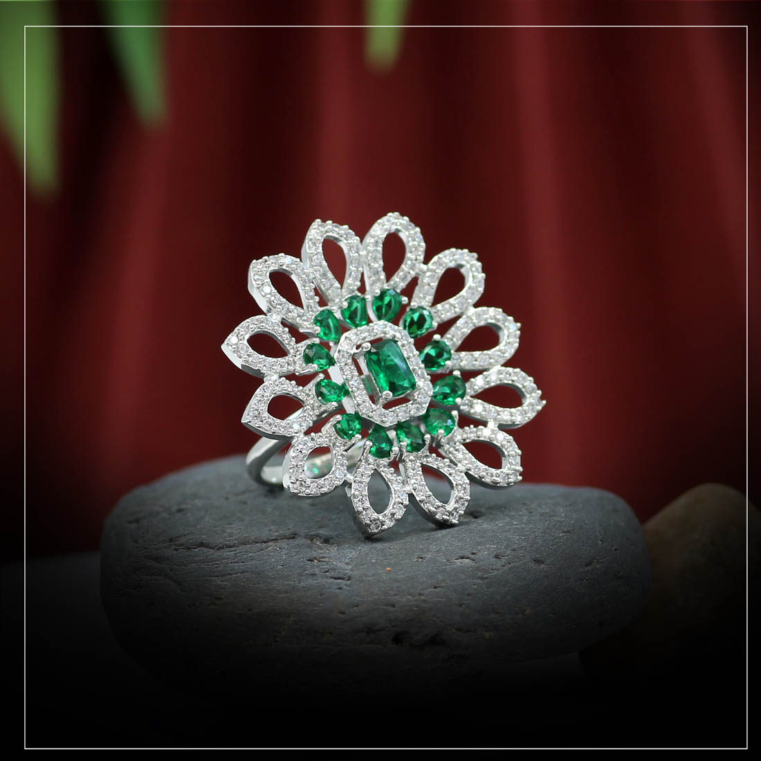 Synthetic Green Gemstone Ring