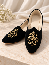 Black velvet Indian jutti mojari for men