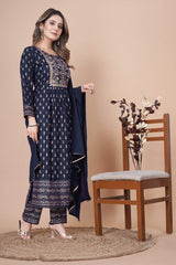 Blue Nayra Cut Kurti Suit Full