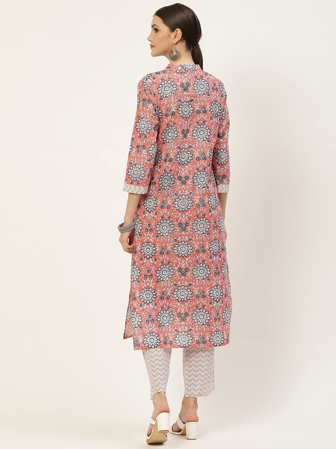 Peach Printed Kurta With Palazzo back