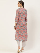 Peach Printed Kurta With Palazzo back