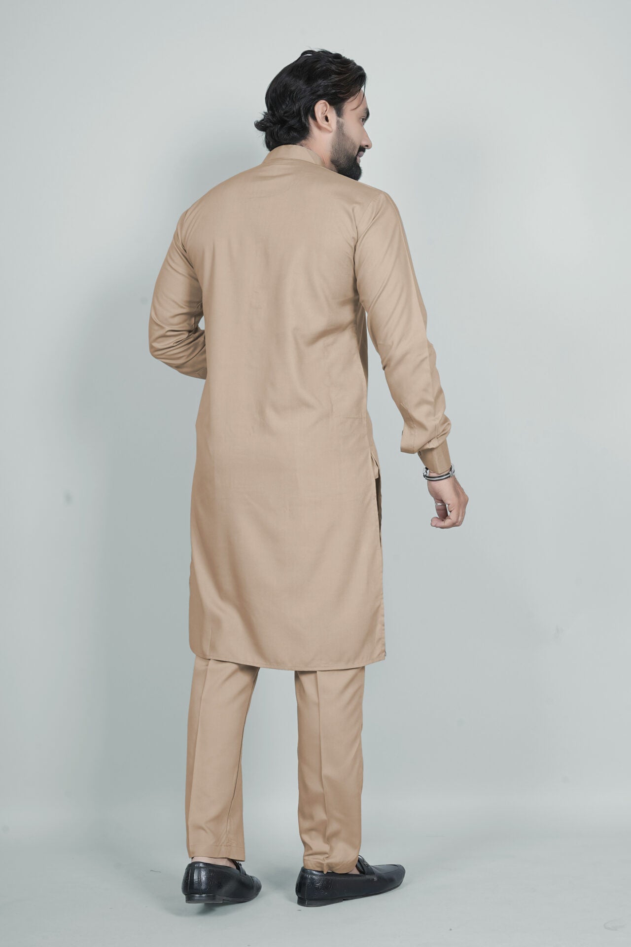 Beige Ban Collar Kurta Pajama