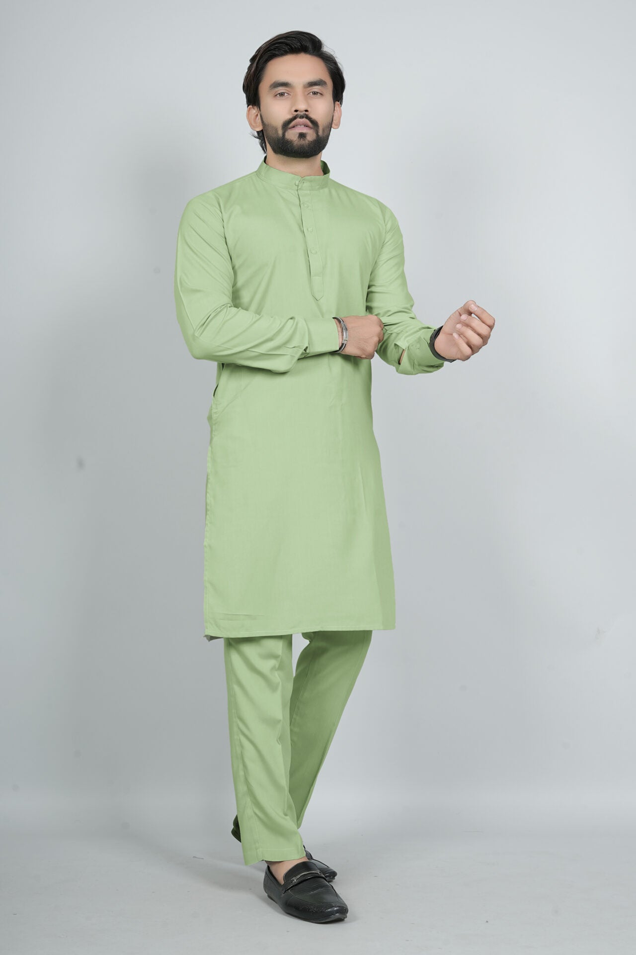 Ban Collar Mint Kurta Pajama