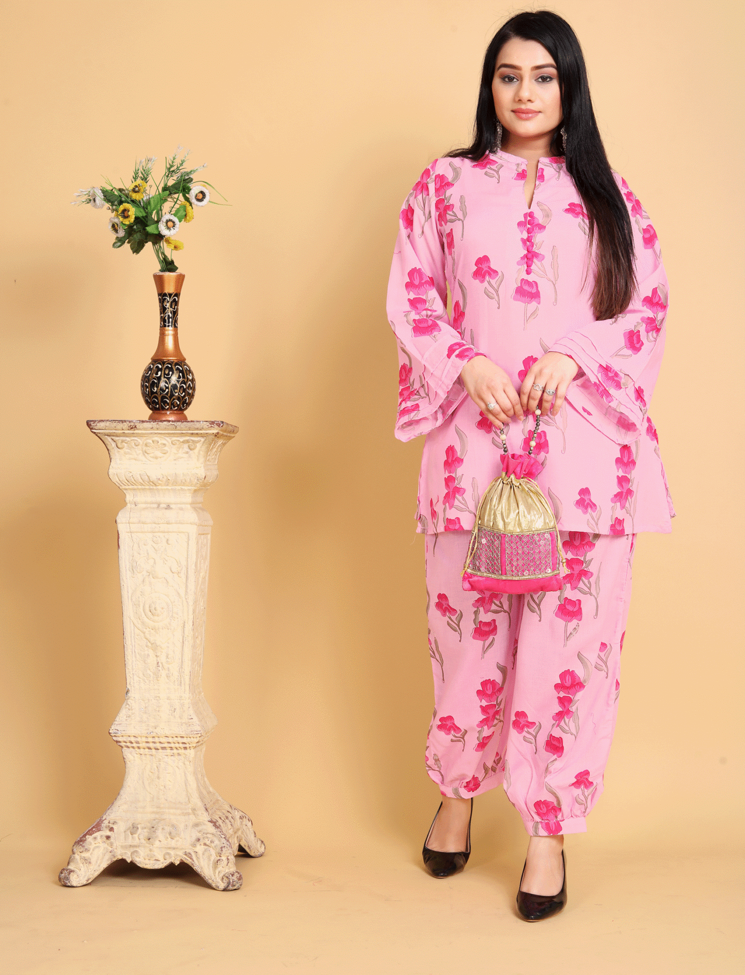 Pink Floral Cord Set