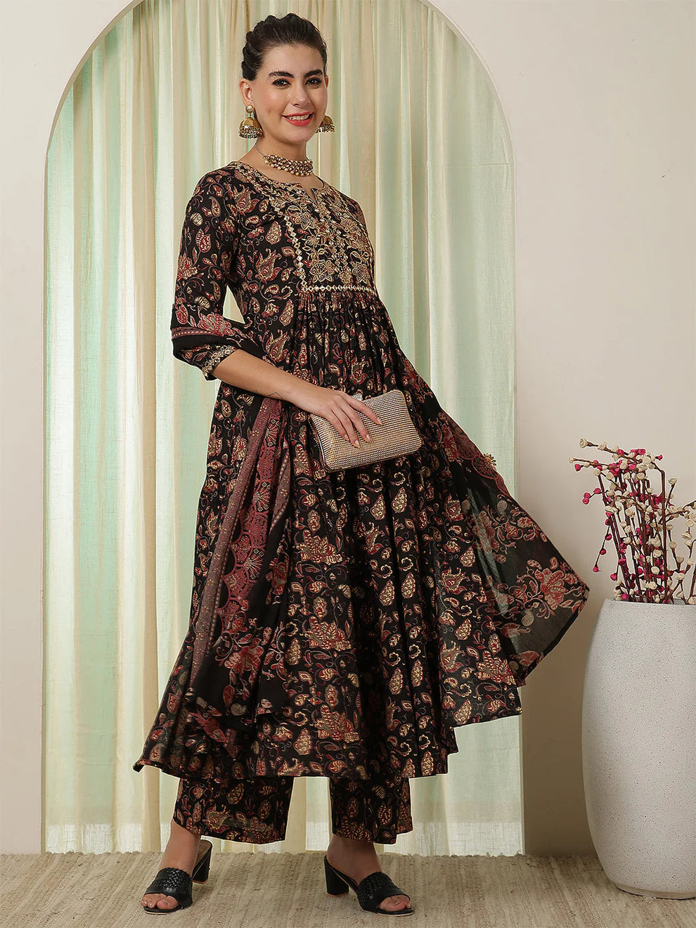 Cotton Printed Anarkali Kurta Set