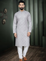 Grey Mirror Indian Kurta Pajama for Men