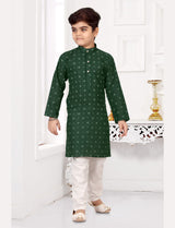 Green Printed Kurta Pajama kids
