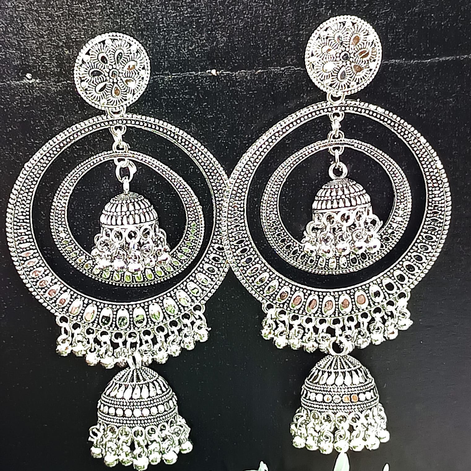 Ethnic Oxidised Jhumka Women