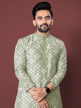 Mint Chikankari Kurta Pajama Men