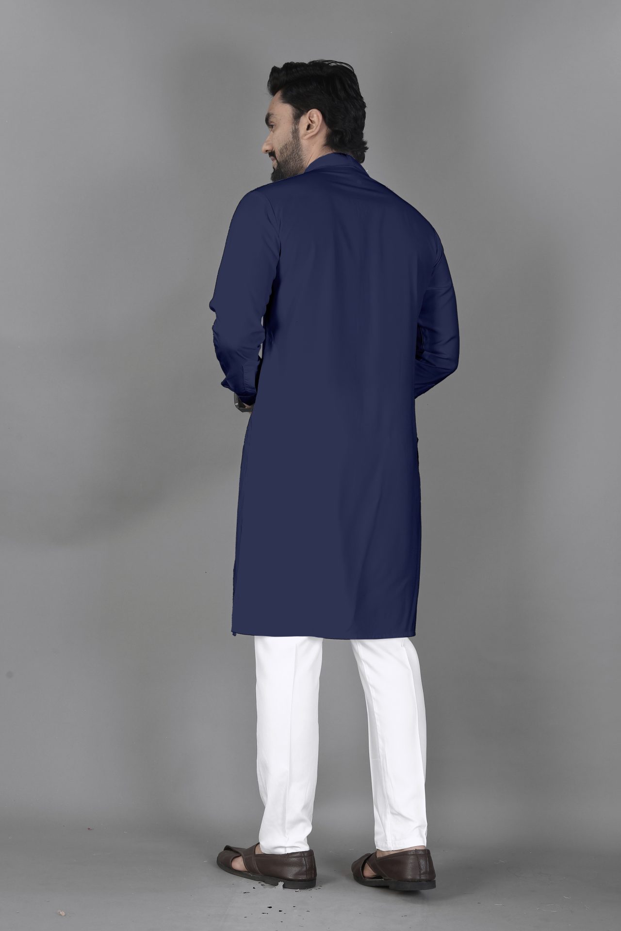 Ban Collar Blue Kurta Pajama