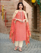 Peach Rayon Suit Women