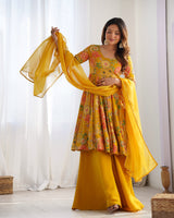 Yellow Floral Palazzo Suit