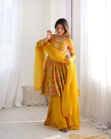 Yellow Floral Palazzo Suit