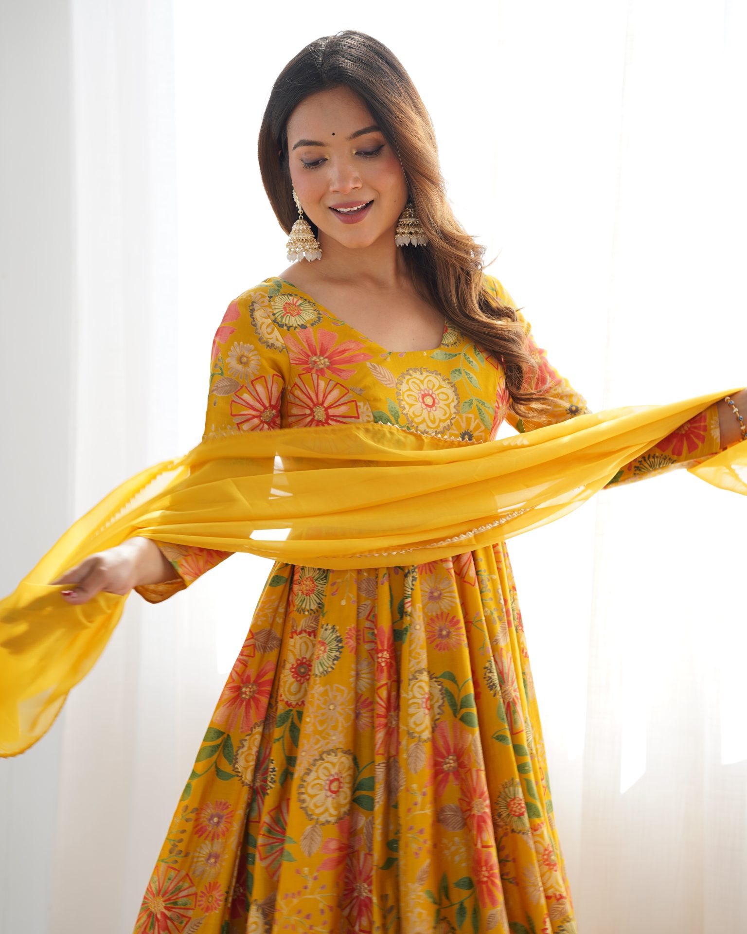 Yellow Floral Palazzo Suit