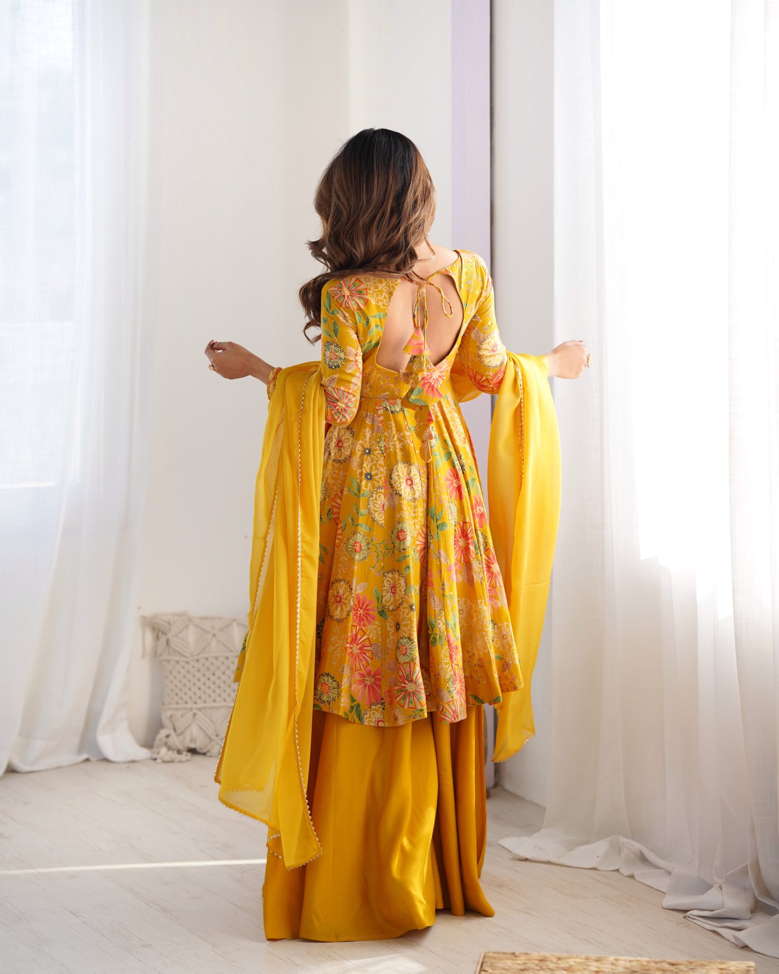 Yellow Floral Palazzo Suit