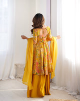 Yellow Floral Palazzo Suit
