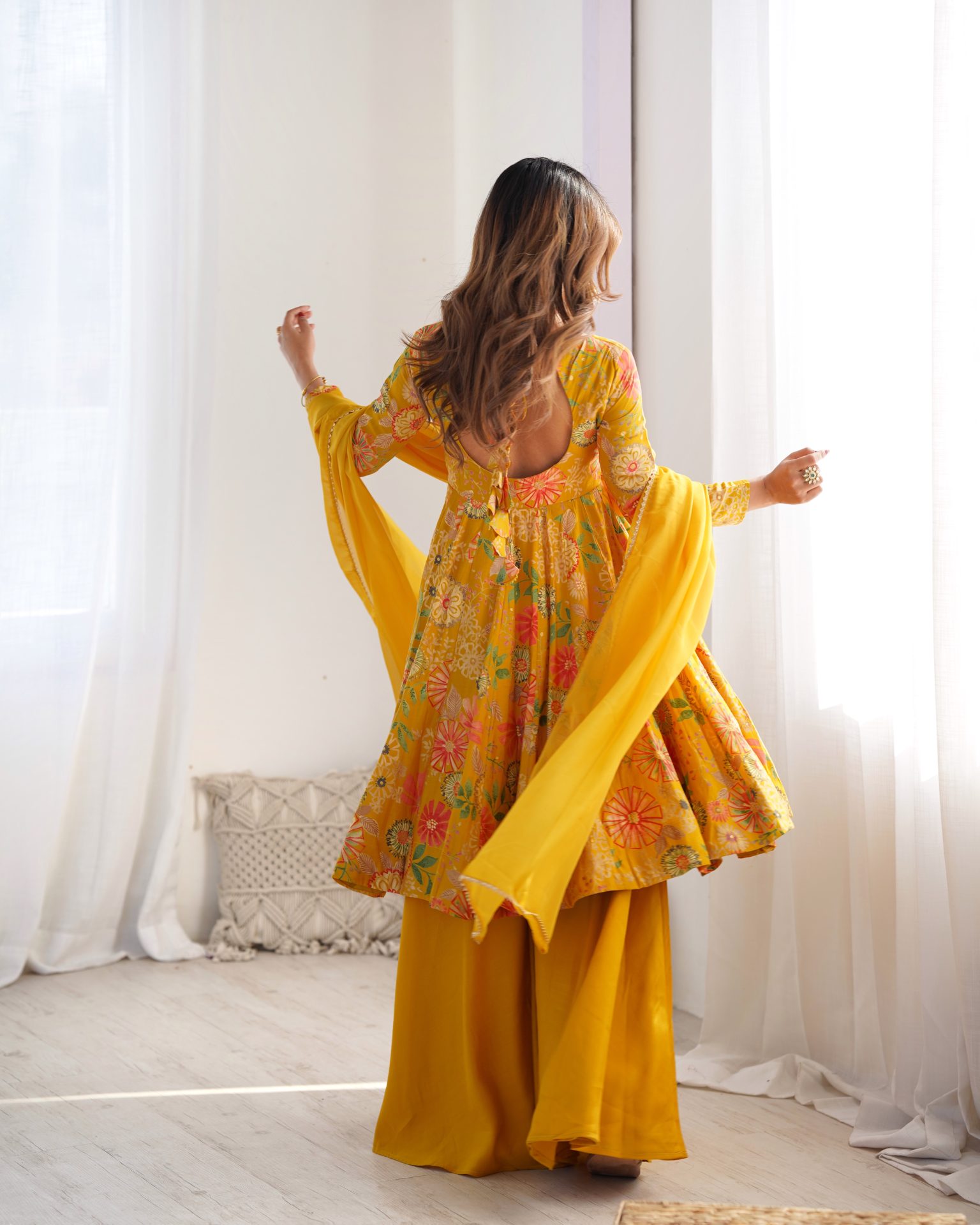 Yellow Floral Palazzo Suit