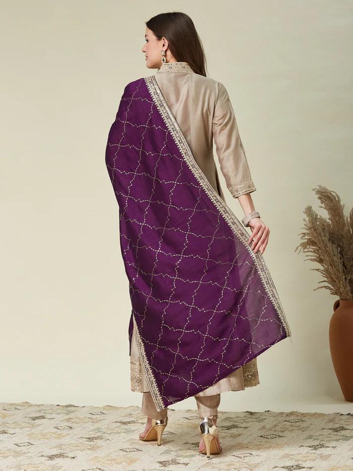 Embroidered Silk Anarkali Kurti Set