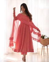 Georgette Lucknowi Anarkali Suit