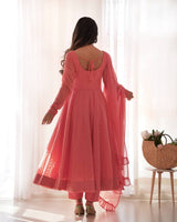 Georgette Lucknowi Anarkali Suit