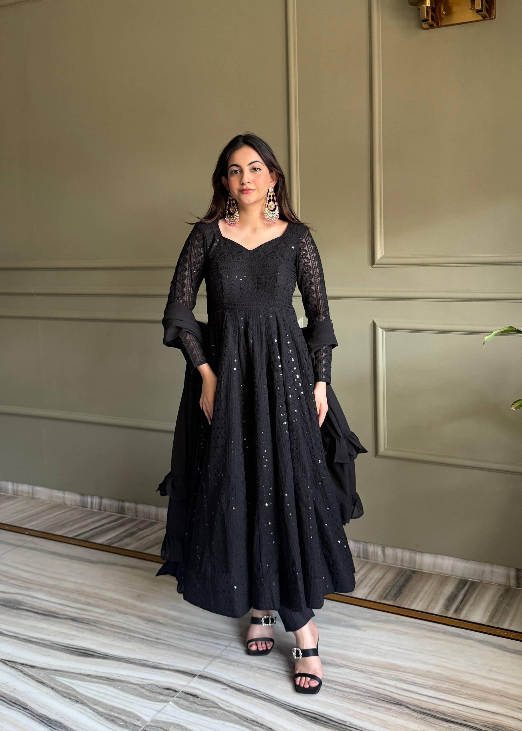 Black Sequence Anarkali Suit