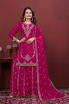 Pink Embroidered Plazo Suit