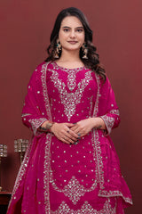 Pink Embroidered Plazo Suit