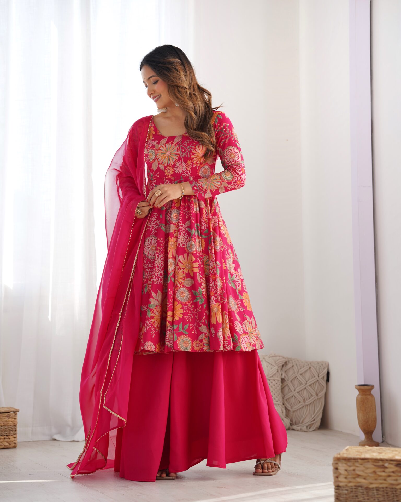 Floral Printed Festival Wear Palazzo Suit