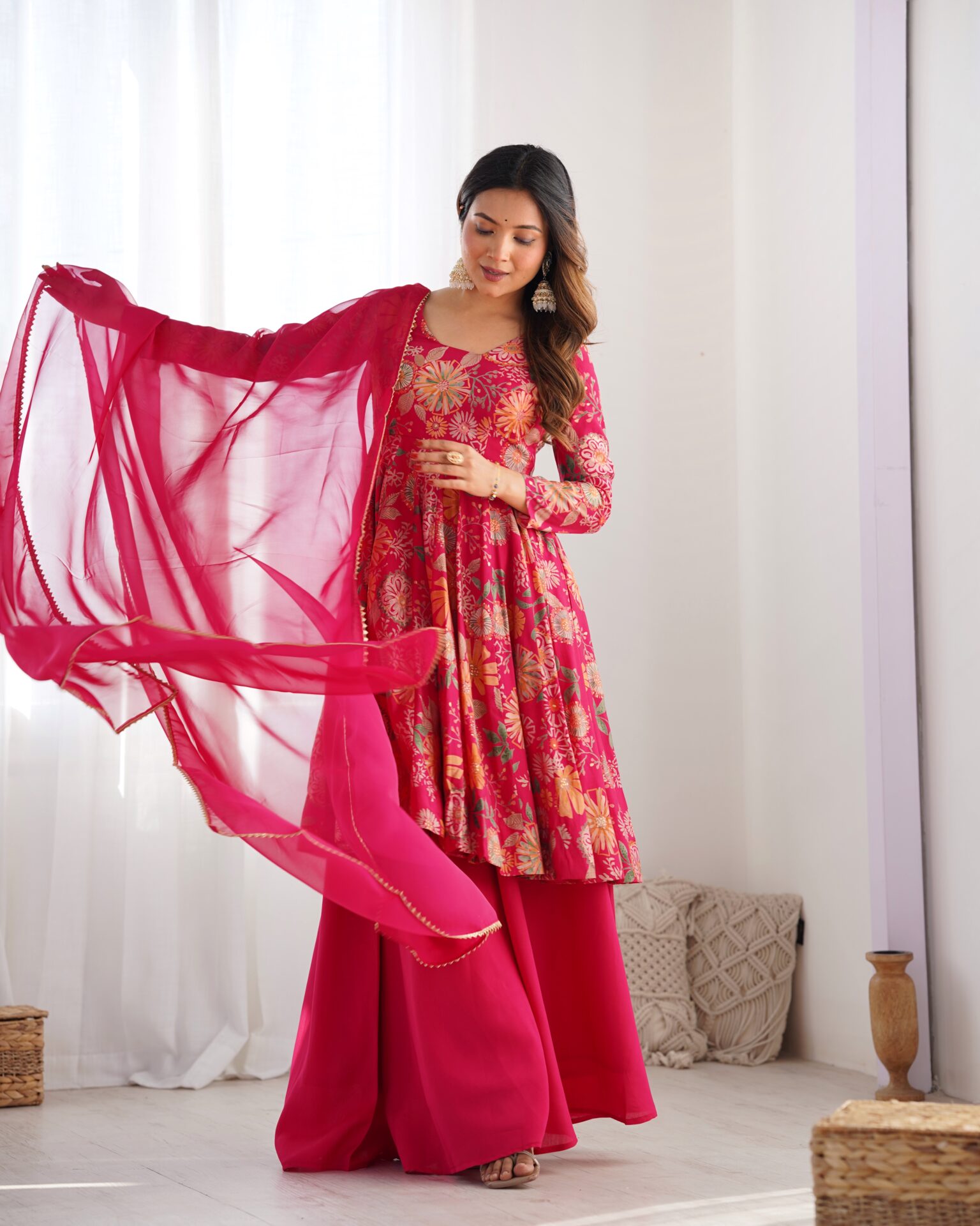 Floral Printed Festival Wear Palazzo Suit