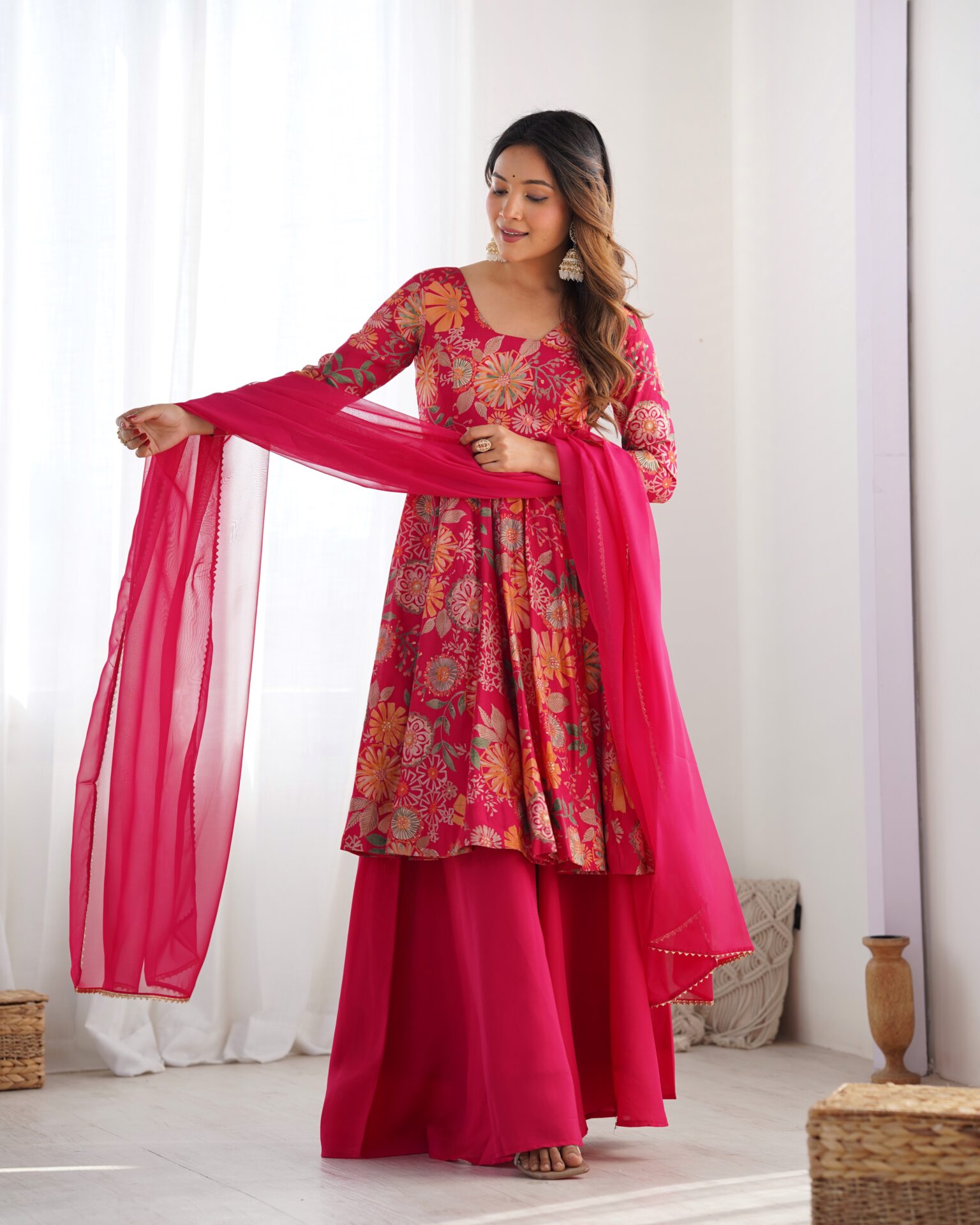 Floral Printed Festival Wear Palazzo Suit