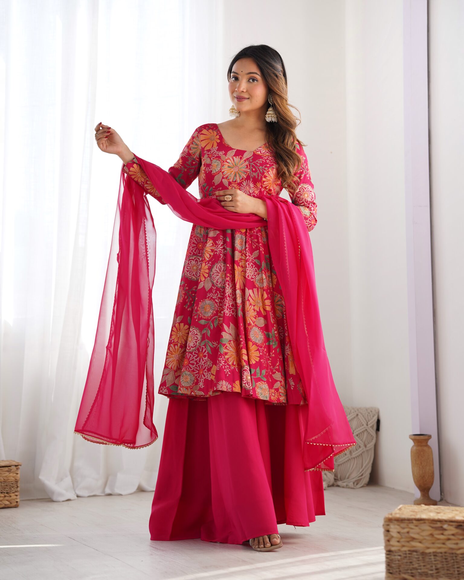 Floral Printed Festival Wear Palazzo Suit