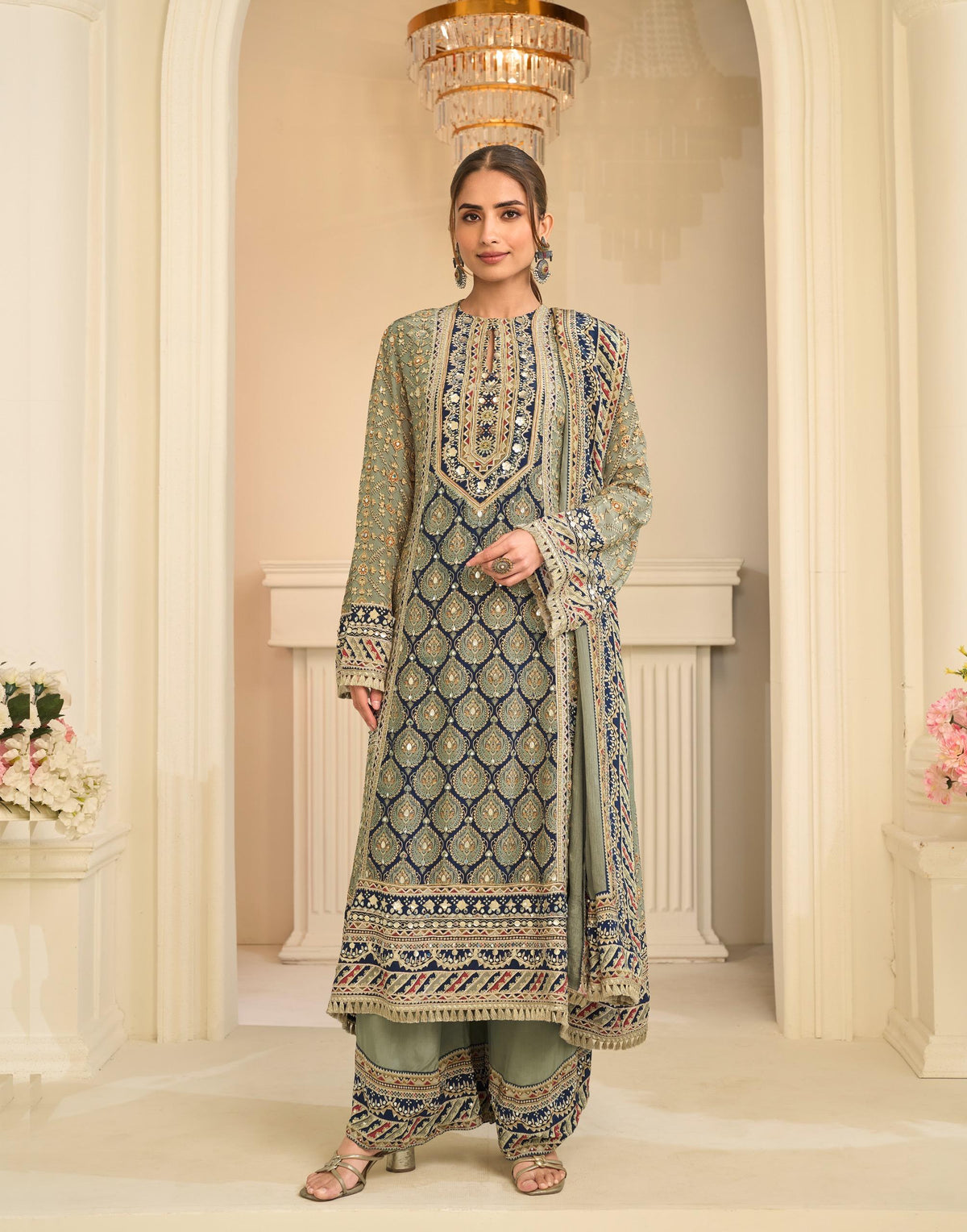 Crepe Digital Print Aari WorkSuit