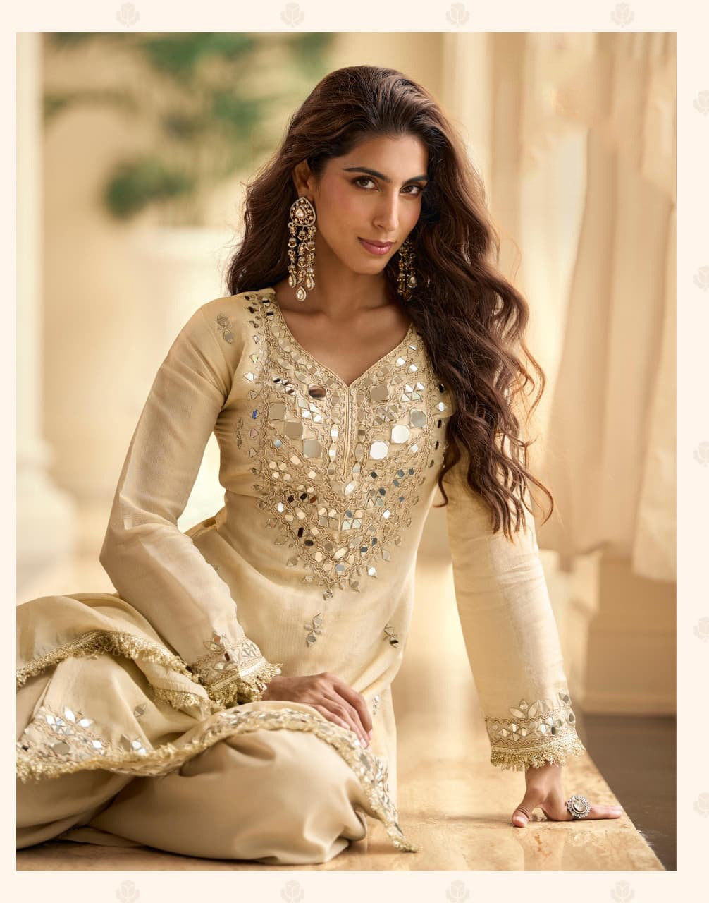 Mirror Work Silk Suit