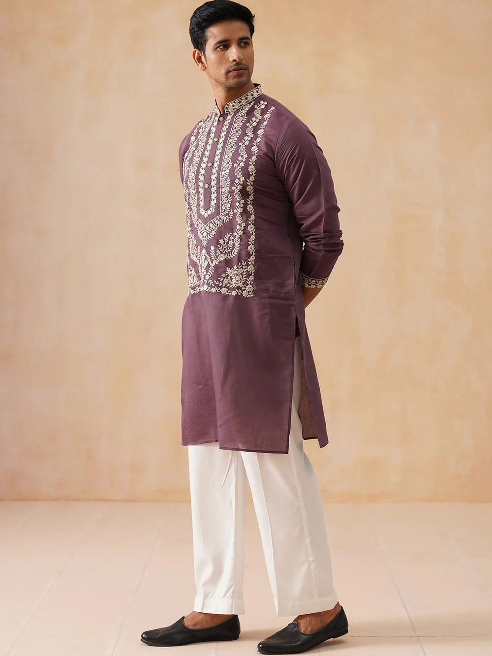 Silk Embroidered Kurta Pant With Shawal