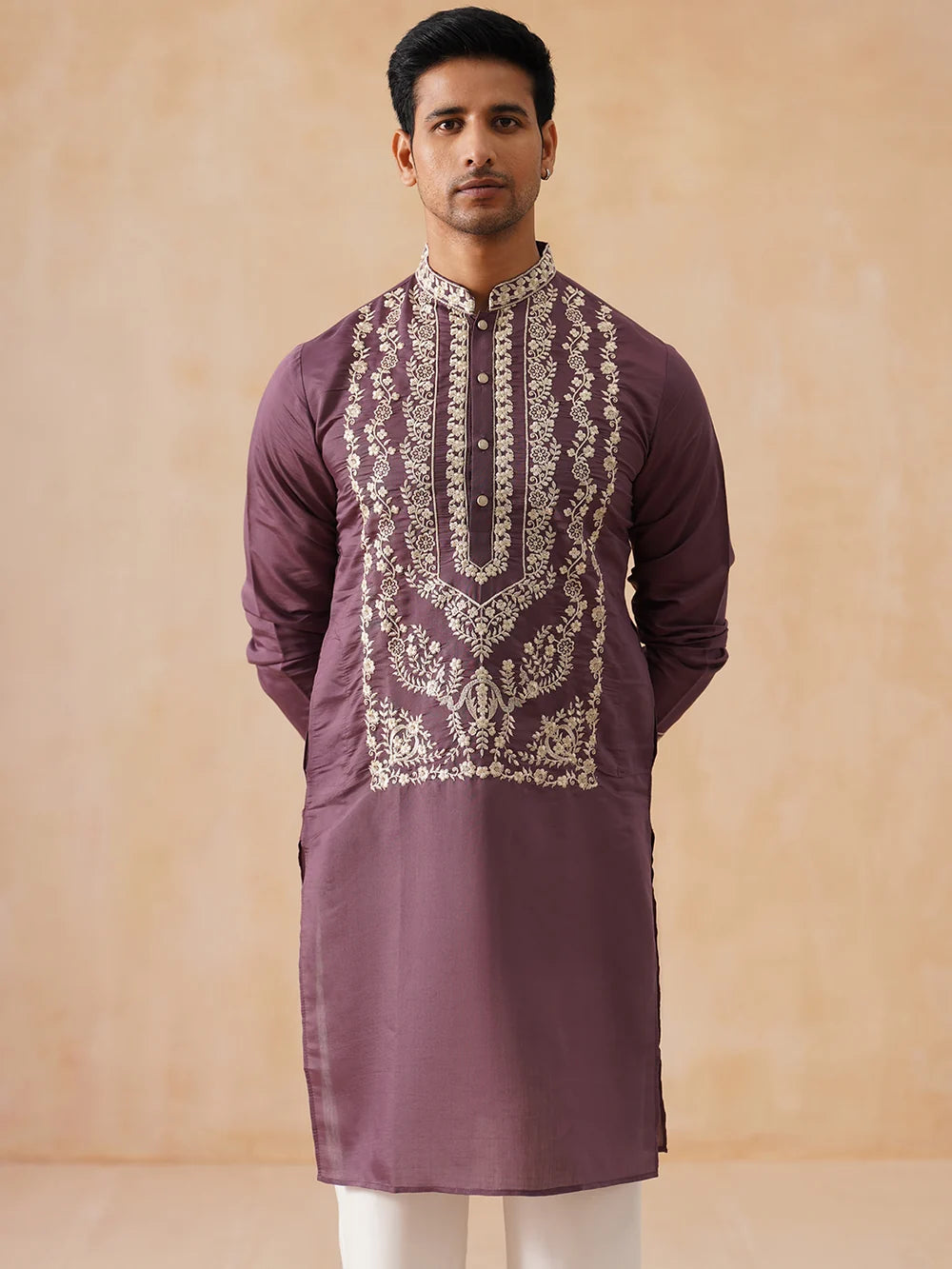 Silk Embroidered Kurta Pant With Shawal