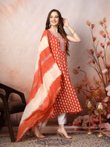 Printed Embroidered Rayon Kurti Set