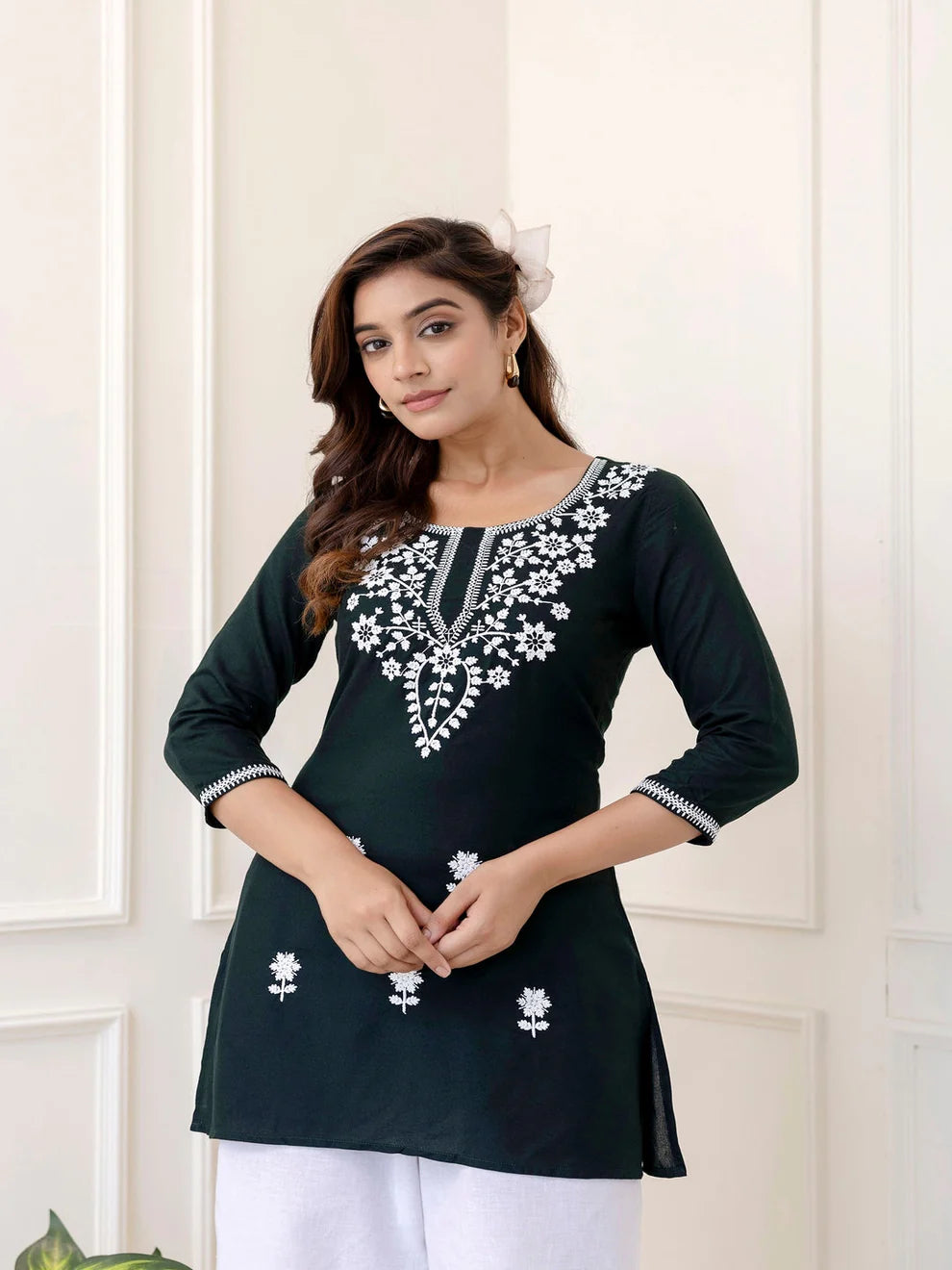 Rayon Round Neck A-Line Top