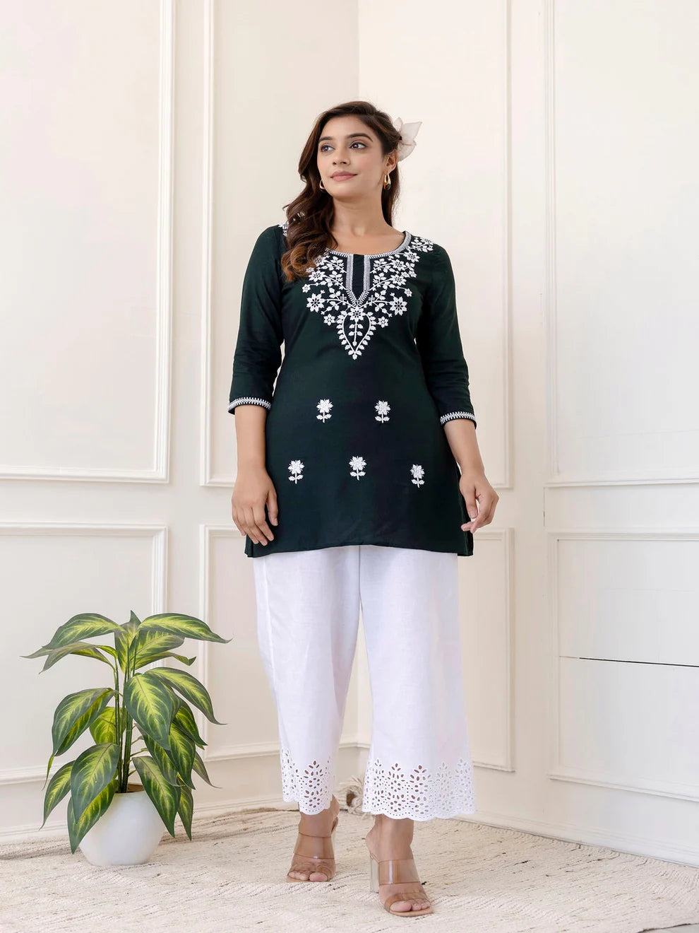 Rayon Round Neck A-Line Top