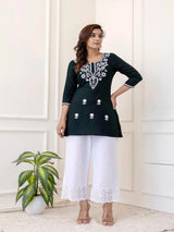 Rayon Round Neck A-Line Top