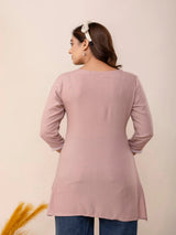 Rayon Mauve Embroidered Short Top