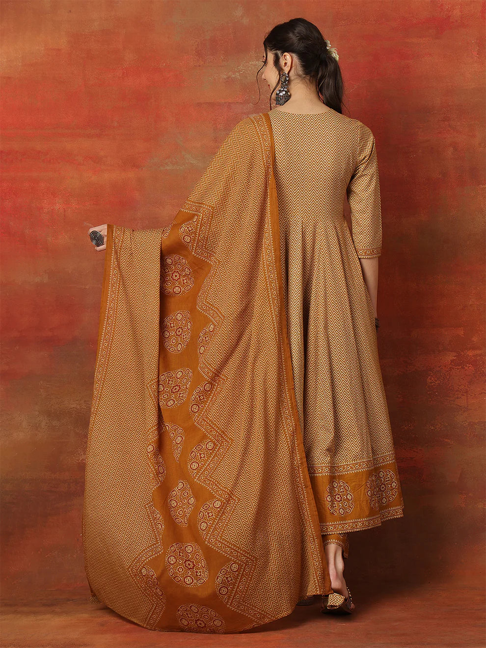 Cotton V-Neck Anarkali Suit