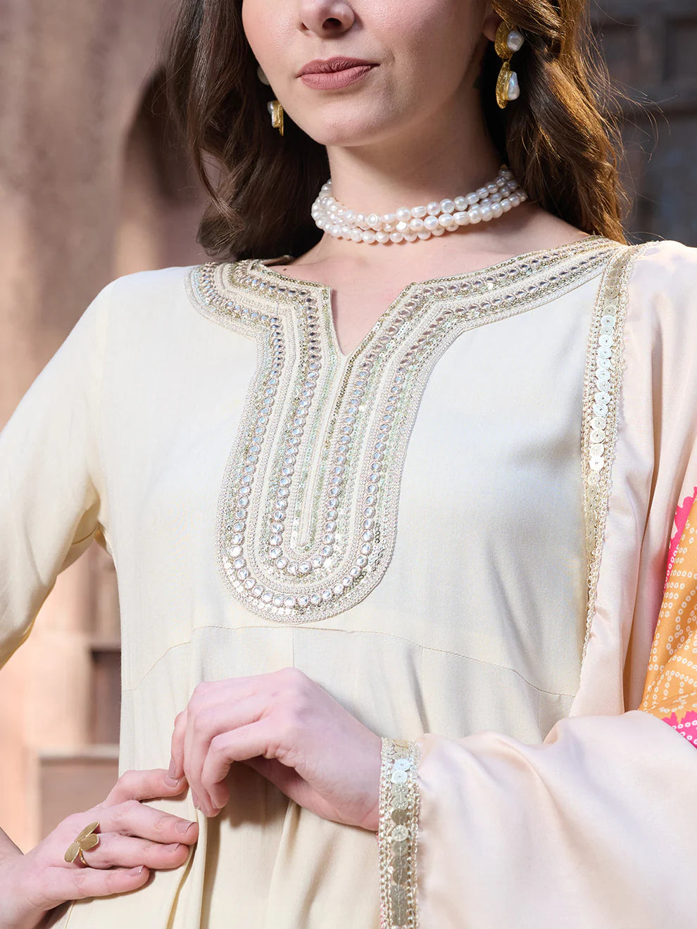 Embroidered Rayon Anarkali Suit