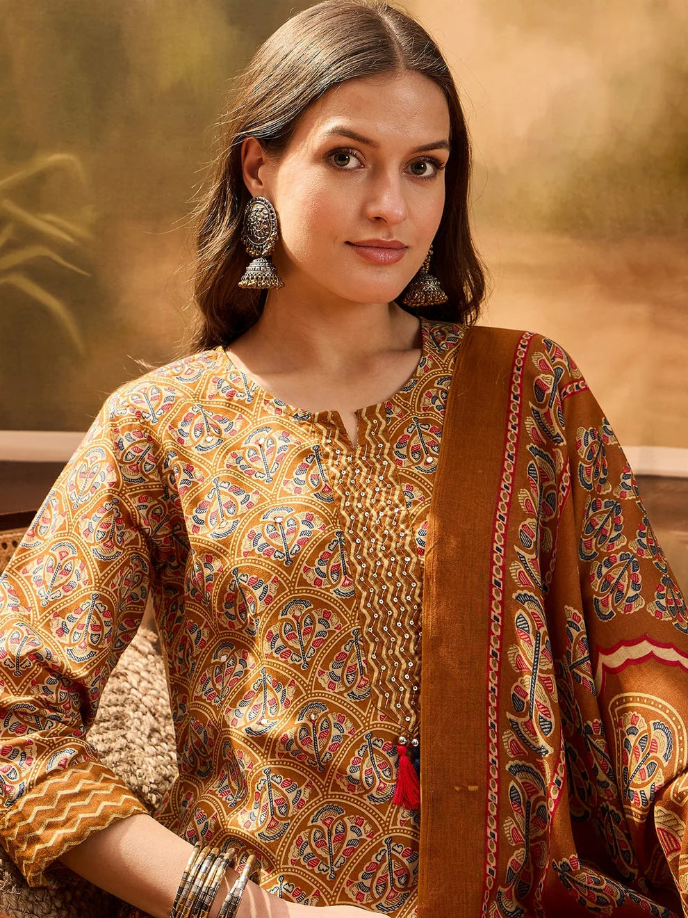 Floral Cotton Straight Kurta Set