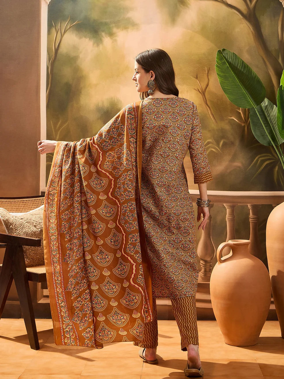 Floral Cotton Straight Kurta Set